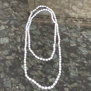 WHITE XXTRA Long  necklace with cool square beads